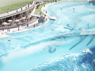 Wave Pool von o2 SURFTOWN MUC aus der Vogelperspektive