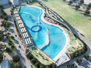 Visualisierung des Wave Pools der o2 SURFTOWN MUC von oben.
